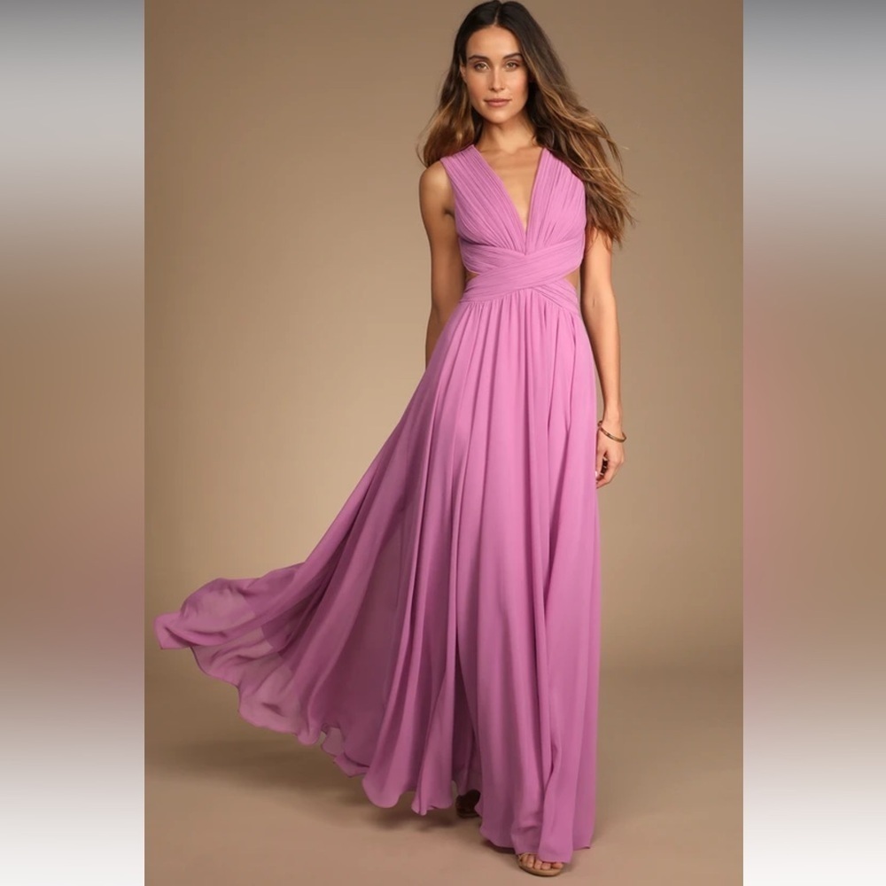Lulus Vivid Imagination Emerald Green Cutout Maxi Dress PLUM PURPLE